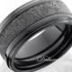 Black Zirconium Meteorite Inlay Mens Ring,10mm Meteorite Wedding Band,Black Zirconium Meteorite Ring,Black Anniversary Ring,Meteorite Band