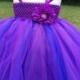 Purple and royal blue girls tulle dress, purple and blue dress, purple and royal blue wedding, girls tulle tutu, girls flower girl dress