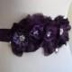 Couture Custom Flower sash,Bridal Sash,Shades of dark Purple sash, Flower sash,Plum, Eggplant,satin ribbon,Ivory,Champagne,Black