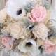 Dried flower bouquet - dried bridal bouquet - dusty miller - preserved blush roses - babys breath - faux bouquet - amenomie bouquet -