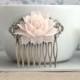 Blush Pink Rose Hair Comb. Antique Brass Rustic Pink Hair Comb. Wedding Comb. Bridesmaids Hair Comb, Bridesmaids Gifts. Blush Pink Wedding