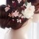 bridal hair clip flower, wedding hair accessories, burgundy wedding hair clip, ivory hair comb, rustic wedding hair, floral bridal headpiece