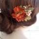 fall wedding hair clip, fall hair accessories, autumn wedding, floral hair accessory, orange flower, rustic wedding hairpiece, hair flower