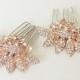 Lydia - Rose Gold Bridal hair comb - Two small vintage style crystal Hair combs Wedding hair accessory - Made to order