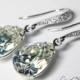 Moonlight Crystal Earrings Swarovski Moonlight Sterling Silver CZ Rhinestone Earrings Wedding Crystal Dangle Earrings FREE US Shipping