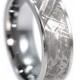 Gibeon Meteorite Ring inlaid in Tungsten Carbide Ring 8mm wide