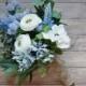 White And Light Blue Boho Bouquet With Eucalyptus And Wildflowers