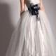 JANINE Silk Shantung strapless ball gown with hidden pockets and tulle overlay