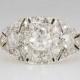 Art Deco 1.34ct t.w. Old European Cut Diamond Filigree Two Tone Engagement Ring 18k