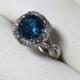 Wedding and Engagement ring, London Blue Topaz and Diamond halo, NEW Venetian Collection by Bridal rings