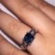 Engagement Ring, Diamond Bridal Ring, London Blue Genuine Topaz Stone Set in 14k White Solid Gold