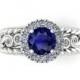 Wedding and Engagement ring,  DIAMOND Twisted Bridal ring, filigree Diamond Engagement ring, Natural Genuine Sapphire Wedding Ring