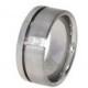 Titanium Tension Set Ring that is half Polished and half Brushed set with Two Square Moissanite Stones