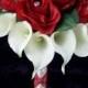 BeAuTiFuL  RoMaNTiC ReD RoSeS aND ReaL TouCH CaLLa LiLieS BRiDaL BouQueT
