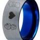 Super Mario Blue Tungsten Wedding Band Ring Mens Womens Brushed Dome Cut Luigi Bowser Peach Anniversary Engagement ALL Sizes Available