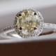 Yellow sapphire ring 1.36ct unheated sapphire halo diamond ring 14k white gold engagement ring