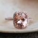 Morganite ring rose gold diamond engagement ring. Peach morganite 2.72ct diamond ring