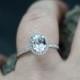 White Sapphire Engagement Ring Ovale Petite Diamond Oval Halo Engagement Ring Custom Size White-Yellow-Rose Gold-10k-14k-18k-Platinum
