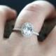 Goshenite Engagement Ring Ovale Medio White Emerald Beryl & Diamonds Oval Halo Custom Size White-Yellow-Rose Gold-10k-14k-18k-Platinum