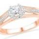 1/2 CT. T.W. Rose Gold Engagement Ring, Diamond Halo Engagement Ring With Diamond Accent, Also Available in Sterling Silver