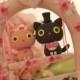 kitty and cat bride and groom wedding cake topper---k818