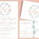 Watercolor Wreath Wedding Invitation With Romantic Monogram