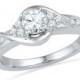 Round Cut Diamond Engagement Ring With 0.68 CT. T.W., Sterling Silver, 10k, or 14k White Gold Diamond Ring