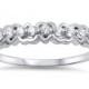 Fashion 925 Sterling Silver 0.20 Carat Round Russian Clear Crystal Diamond CZ Half Eternity Cute Heart Promise Ring Band Valentines Gift