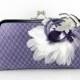 Lilac Purple Bridesmaids or Bridal Clutch with Rhinestone Feather Brooch 8-inch PASSION