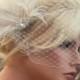 Wedding Fascinator, Bridal Veil, Great Gatsby Style, French Net Veil, Ivory Feather Hair Clip, Bridal Hair Comb Wedding Hair Clip Ivory