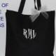 5 Bridesmaid Tote Bags, Black Canvas Bags, Personalized Totes, Beach Tote Bags