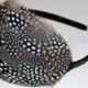 Black and White Spotted Feather Headband Fascinator  Polka Dot Feathers Slim Hair Band Handmade Hair Accessory 'Ophelia'