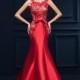 Exquisite Mermaid Evening Dresses with Sheer Neckline Lace Satin Crew Sleeveless Red Fashion Sweep Train Party Dresses Long Prom Gowns Online with $120.16/Piece on Hjklp88's Store 