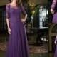 Dark Purple Mother Of Bride Dresses 2015 Half Sleeves Dress Of The Groom Tulle Applique Lace Sheer Neck Long Wedding Evening Party Gown Online with $104.14/Piece on Hjklp88's Store 