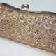 Bridal Clutch - hand beaded champagne satin with beads and sequins -ready to ship