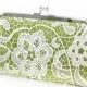 Apple Green Lime Lace Clutch for Bridesmaids 