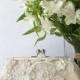Bridal Clutch with Magnolia Flower Vine Lace in Champagne 8-inches