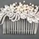 Vintage Wedding Hair Comb, Bridal Hair Accessories, Art Deco Ivory Swarovski Pearls Crystal Rhinestone Silver Bridal Combs Fascinator H1026