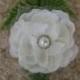 Ivory Bridal Flower Hair Clip Bridal Accessory  Wedding Accessory  Veil Pearl Crystals