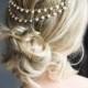 Gold Pearl Bridal Hair Chain, Wedding Hair Wrap, Pearl Grecian Headpiece, Gold Draped Hair Comb, Gold Wedding Hair Comb - 'LEIA'