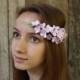 Headband Wedding headband Hair piece Bridesmaids Flower girl Pink hydrangea Polymer clay flower