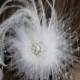White Wedding Hair Feather Clip  Wedding Accessory Bridal Hair Clip Wedding Hair Clip Crystals Vail