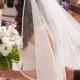 1-tier Cascading veil with ribbon, bridal veil, satin trim, Available 90" thru 120" lengths, Royal 140" thru 160" lengths