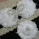 Black and White Wedding Garter Set - Bridal Garter, Rhinestone Crystal Garter and Toss Garter Set, Chiffon Shabby Flower Black Lace Garters