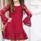 Burgandy  Dress - Boho style- Flower girl dress -Lace flower girl dresses- Long sleeve lace dress- lace dress,Toddler Dress- Christmas Dress