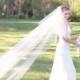 Wedding veil, two tier ivory bridal veil, cut edge, bridal illusion tulle, cathedral length
