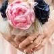 Romantic wedding toss/ bridesmaid bouquet. Shabby chic fabric flowers.