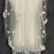 2T ivory white bridal veil, handmade flower comb veil