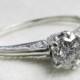 Engagement Ring .63 Ct Diamond Vintage Orange Blossom 14K White Gold Crown Basket Setting Diamond Ring