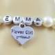 Flower Girl Name Bracelet / Childrens Bracelet / Wedding Jewelry / Stretchy / Pearl Bracelet / Personalized